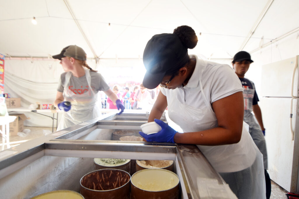 Sydney Respass scoops ice cream