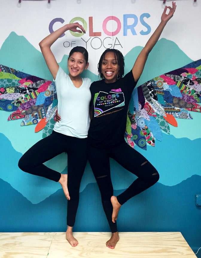 Featured in this photo is Yesenia Jones (left) and Patrice Graham (right), owner of Colors of Yoga.