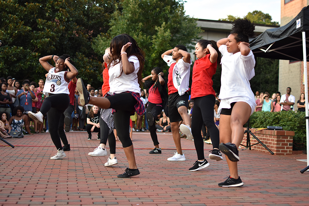 Members of Fusion Dance Group, a multi-cultural hip-hop dance crew, preform for the 2017 Back to School Jam. The event was hosted by Union Activities Board's Black Students Board.