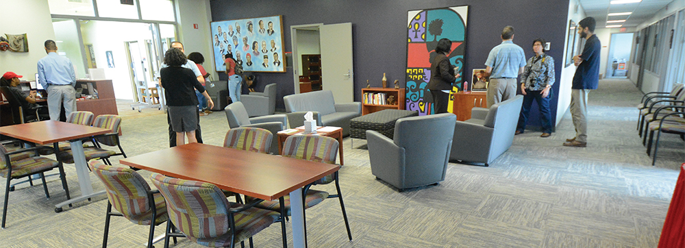 Students and staff of the African American Cultural Center (AACC) gather in The Living Room at Witherspoon Student Center on Tuesday, Aug. 21 during the AACC’s open house.